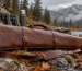 Brown leather rifle case with water droplets on it